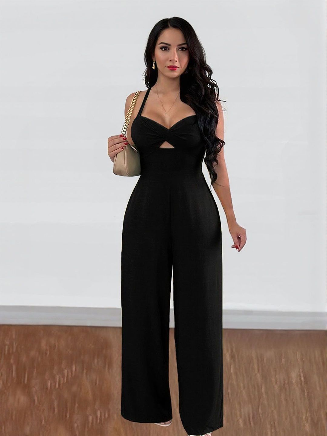 Outzidr Solid Shoulder Straps Sleeveless Basic Jumpsuit-picture-11
