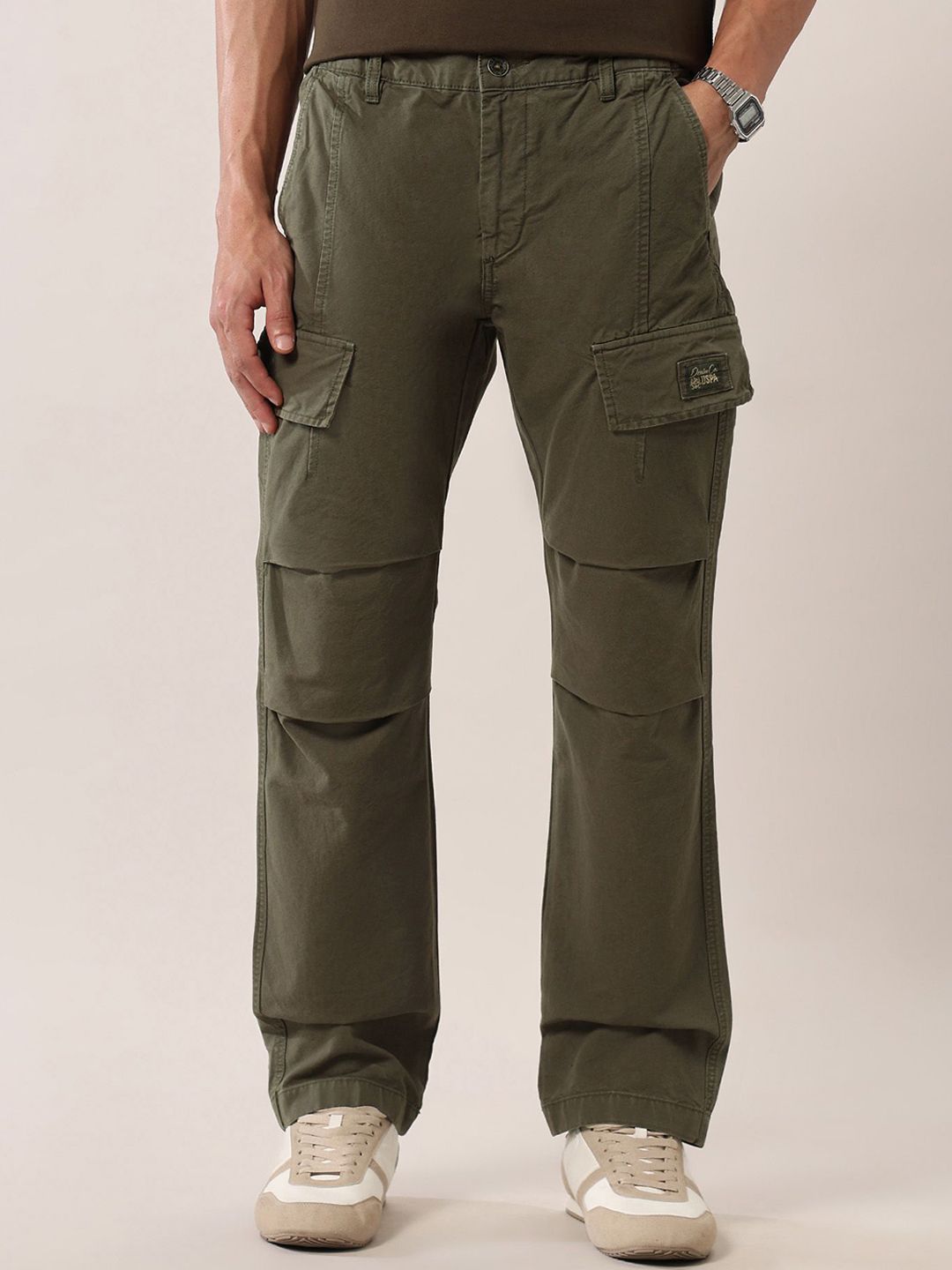 U.S. Polo Assn. Denim Co. Men Slim Fit Straight Fit Cargos Trousers-picture-10