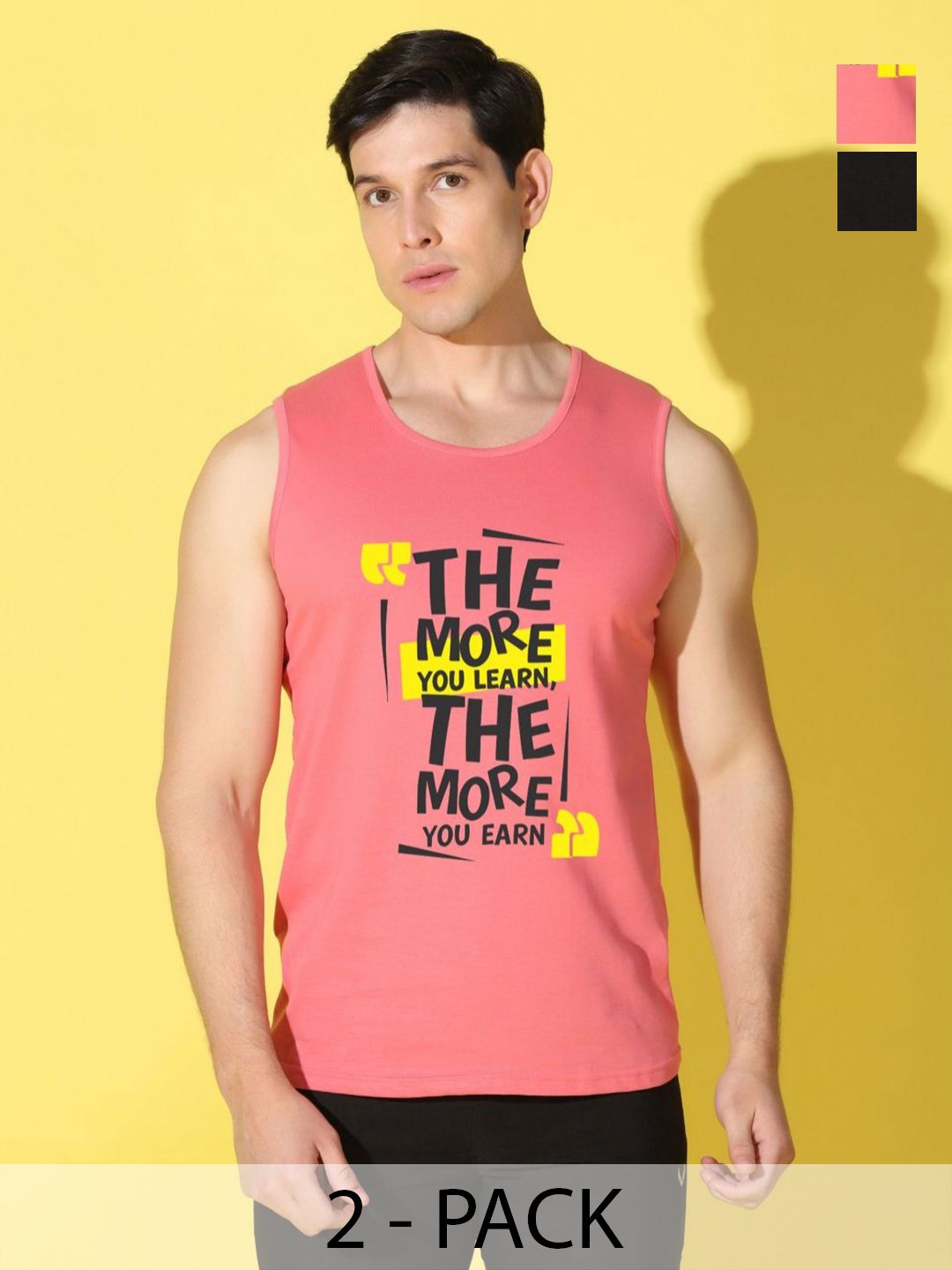 WOOSTRO Men Pack of 2 TypographyPrinted Raw Edge Slim Fit T-shirt-picture-3