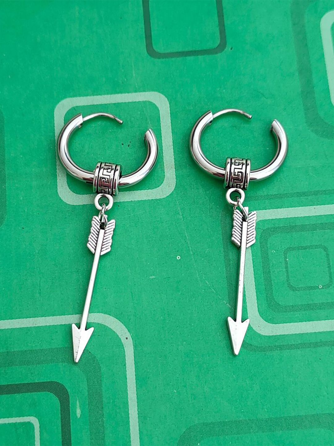 m men style M Men StyleStainless Steel Silver-Plated Geometric Hoop Earrings-picture-13