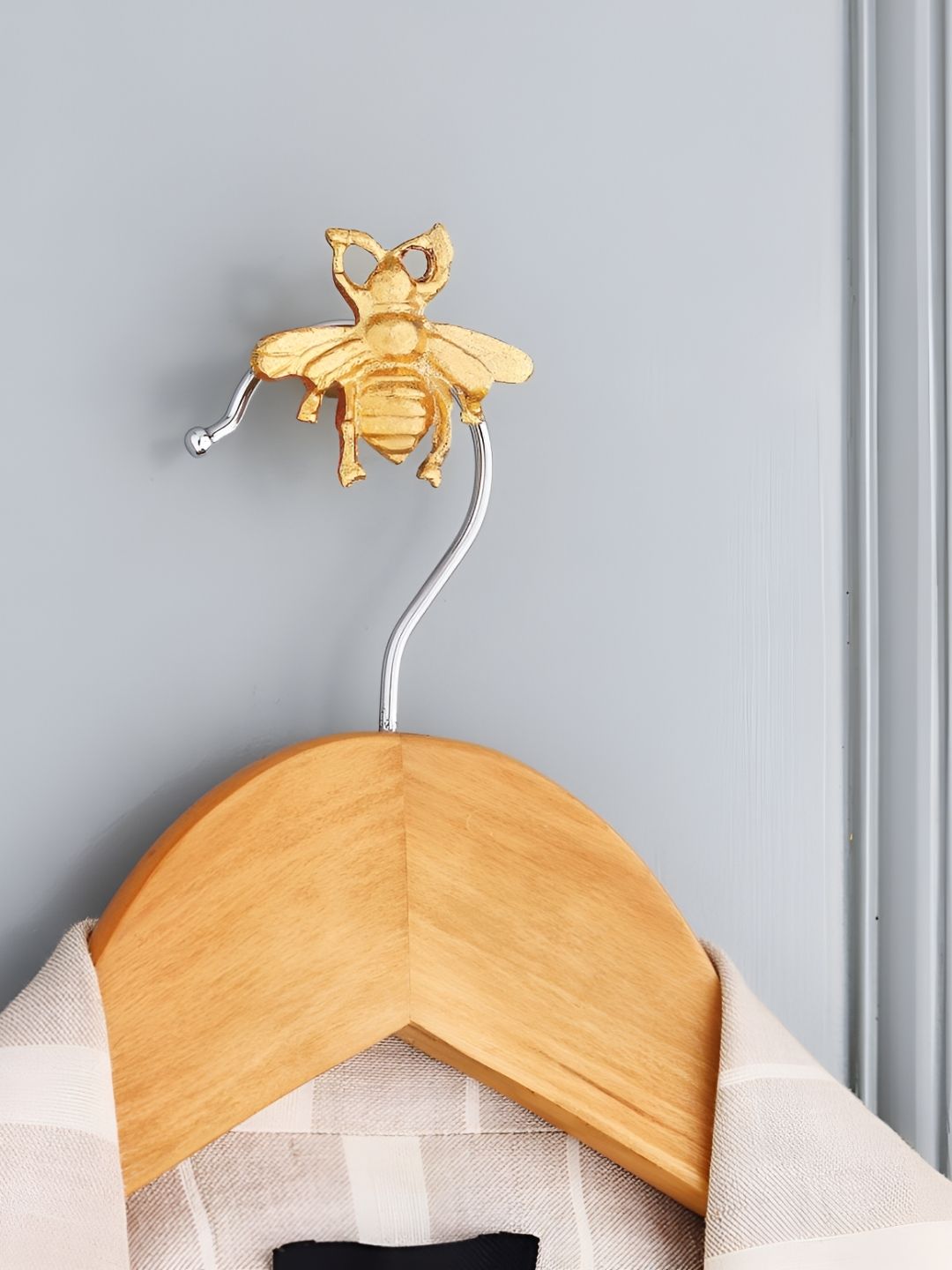 Indianshelf Yellow Textured Aluminium Bee Wall Hook-image-31