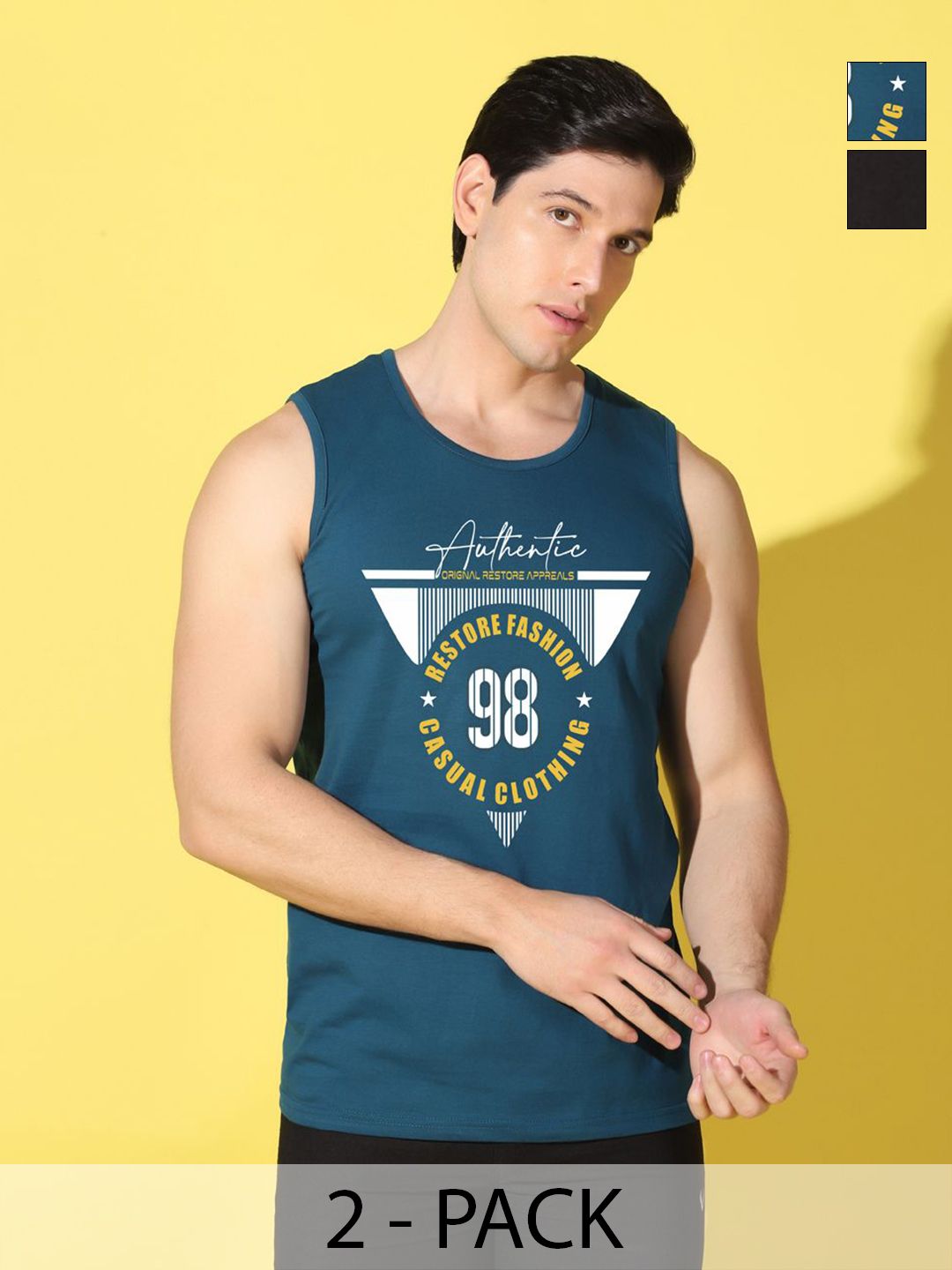 WOOSTRO Men Pack of 2 TypographyPrintedSlim Fit T-shirt-picture-33