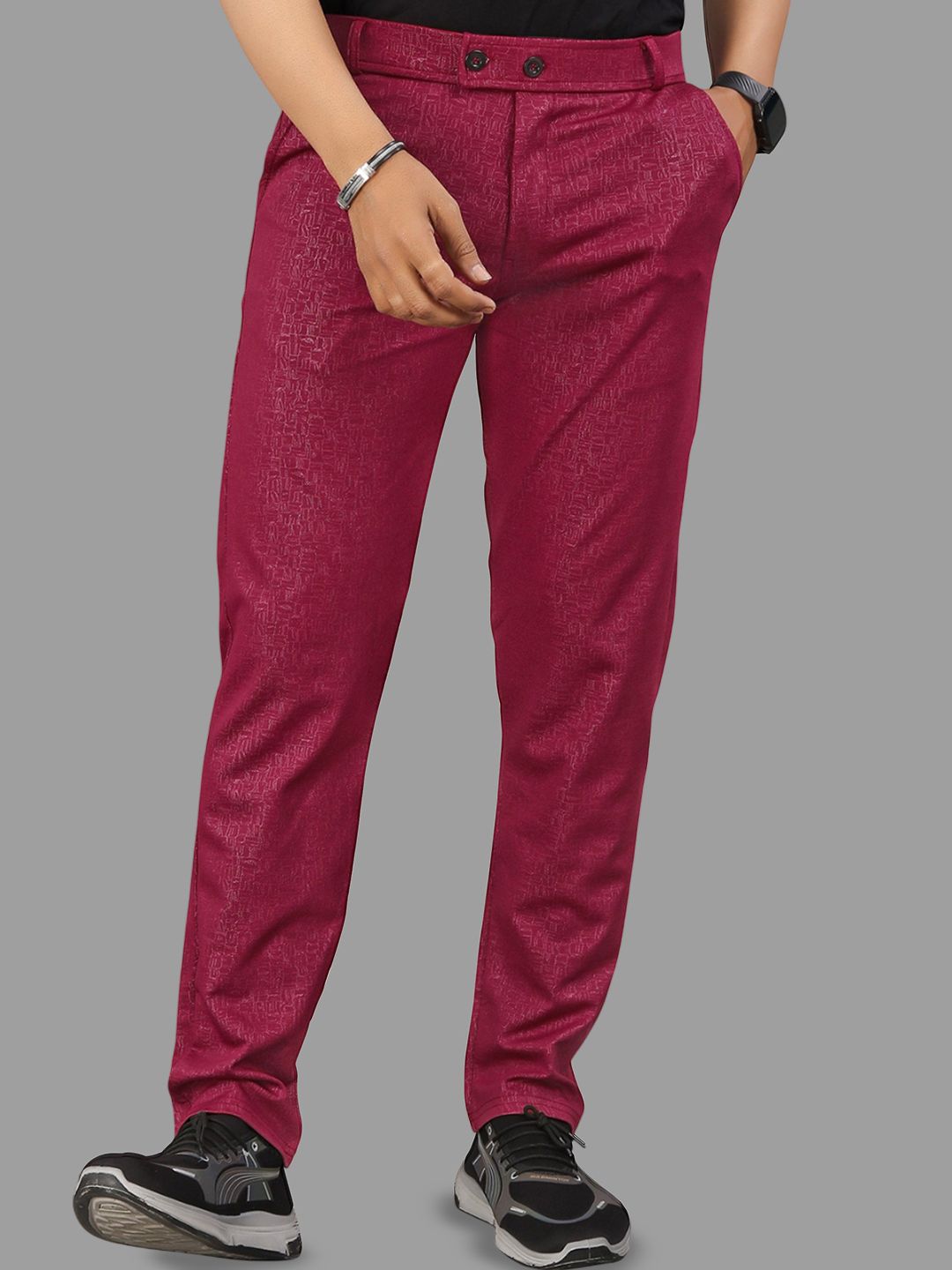 Moda Rapido Men Textured Tailored Trousers-image-44