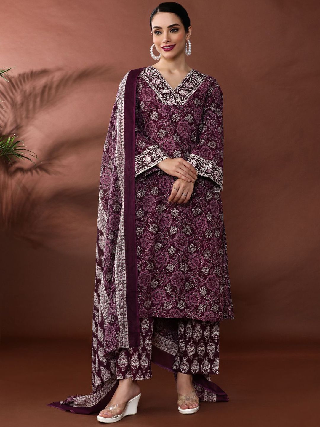Anouk Women Floral Printed Regular Pure Cotton Kurta with Trousers & With Dupatta-picture-33