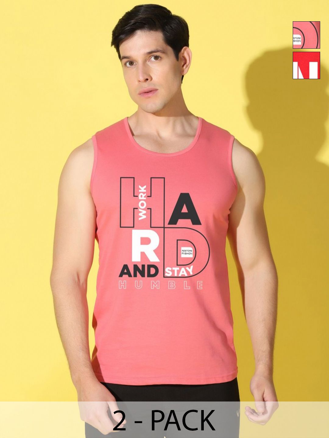 WOOSTRO Men Pack Of 2 Typography Printed Slim Fit T-shirt-picture-26