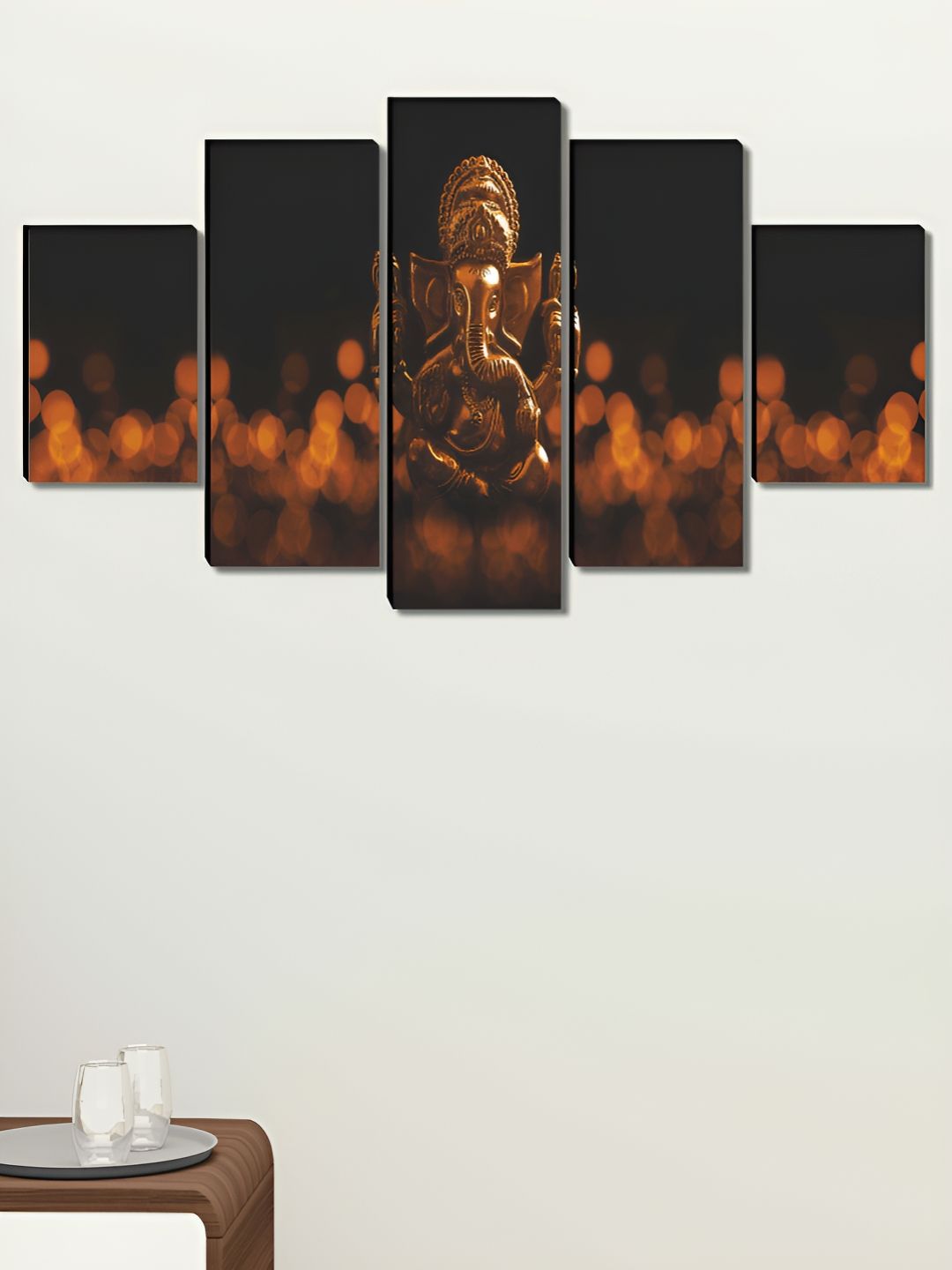 Livin'luxe Black & Gold-Toned 5 Piece Wood Other Wall Paintings-picture-25