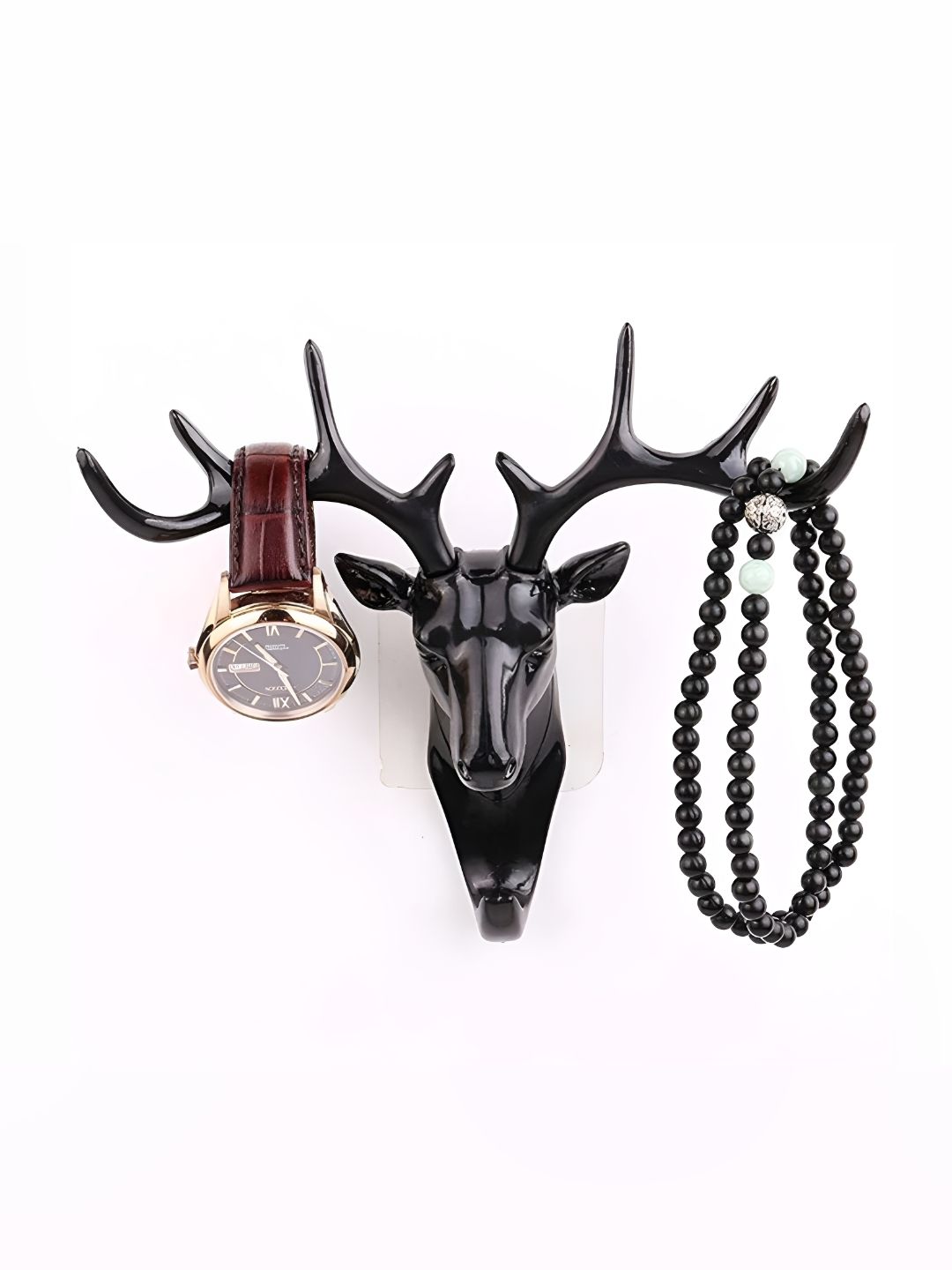 DeoDap Black Textured Deer Head Hangers Wall Hooks-picture-22