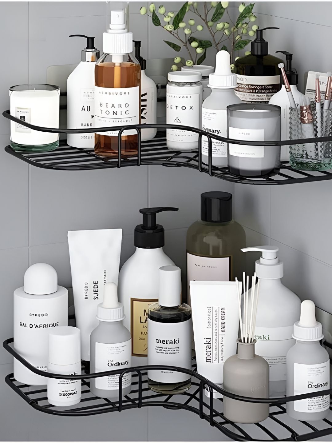 upkaranwale Black Metal Storage Wall Mounted Bathroom Caddy