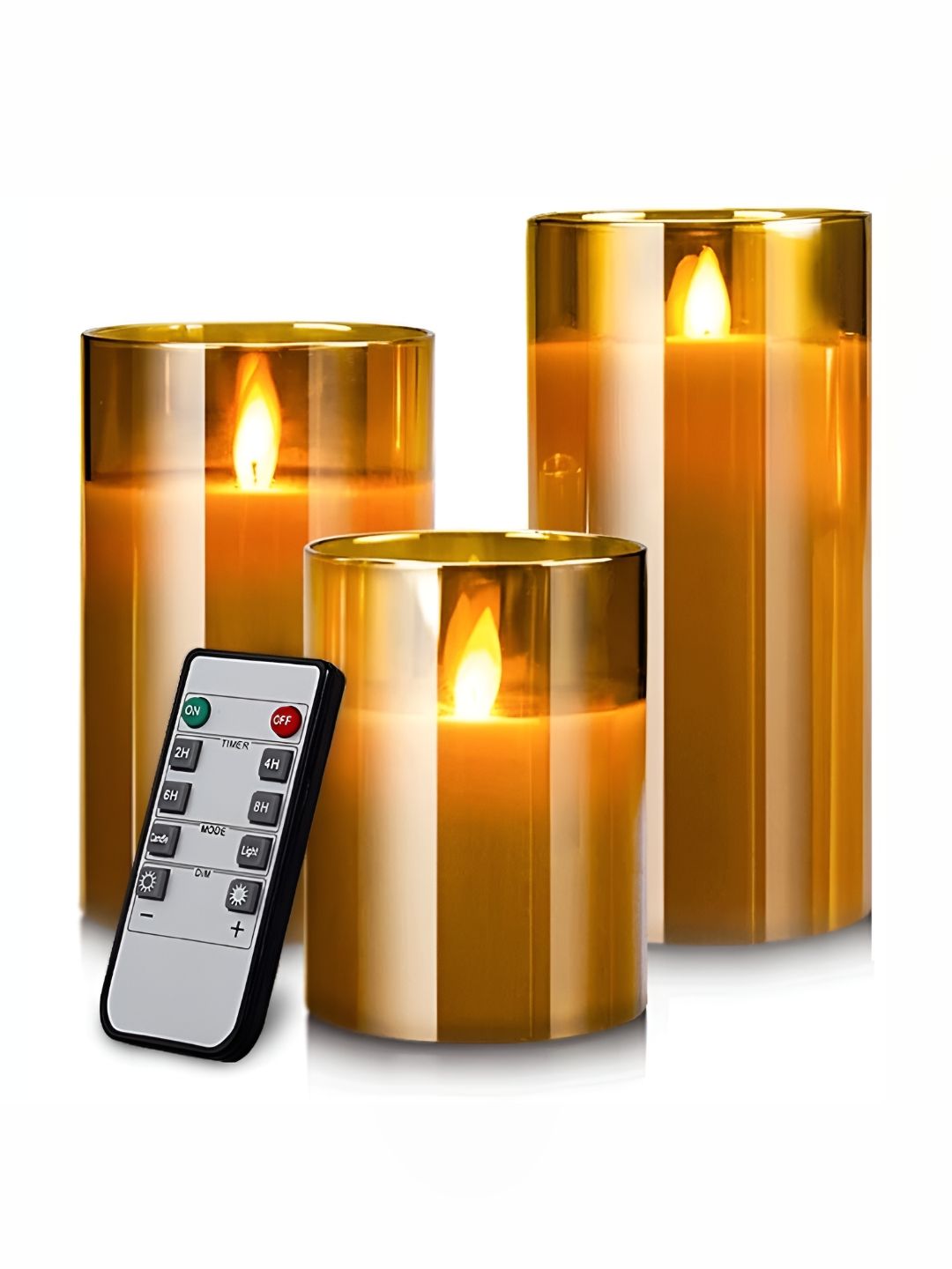 LTETTES Gold-Toned 3 Pieces Pillar LED Candles-picture-36