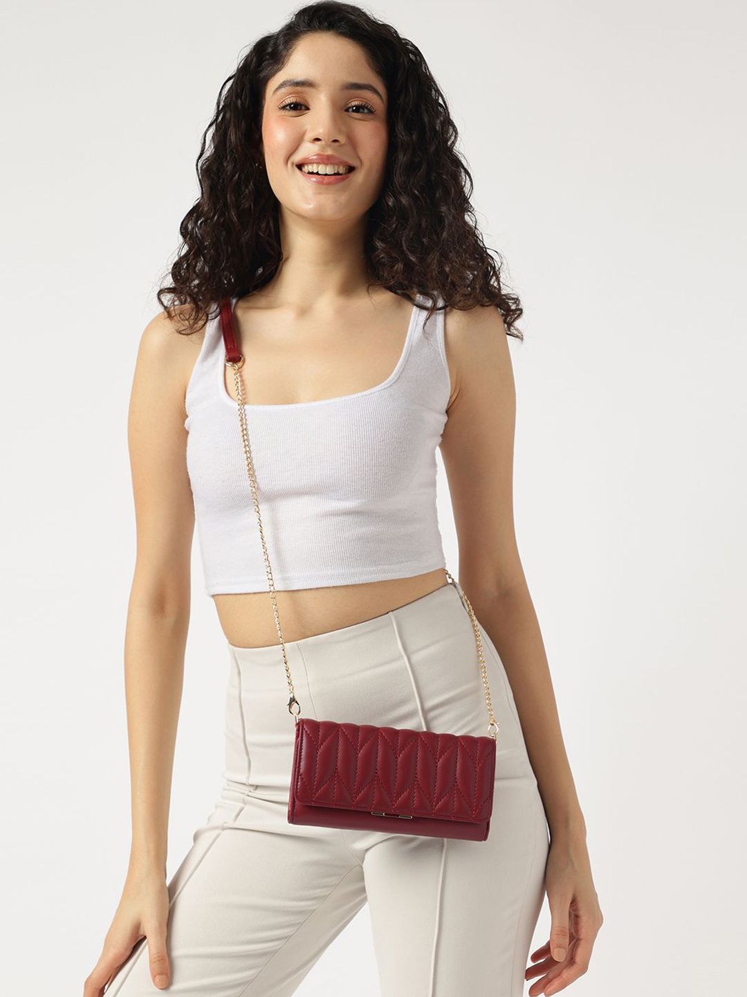 Fastrack Textured Quilted Foldover Clutch-image-37