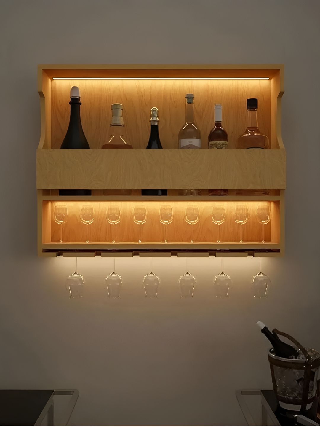 DEKORSTATION Beige Oak Finish Wood Bar Wall Shelf-image-39