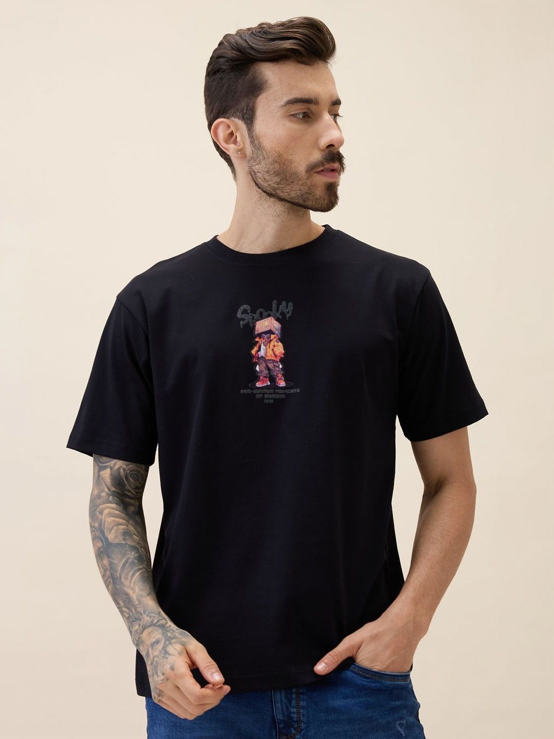 Status Quo Men Printed Pure Cotton Applique T-shirt-picture-20