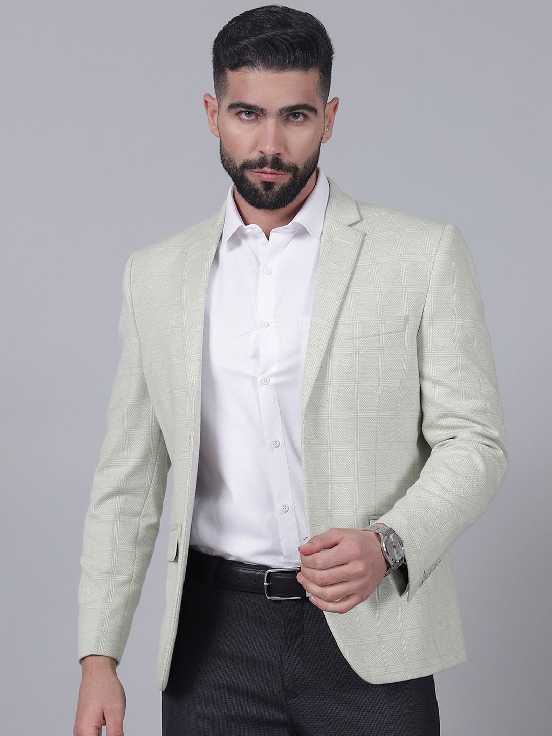 Cantabil Checkered Single Breasted Casual Blazer-picture-46