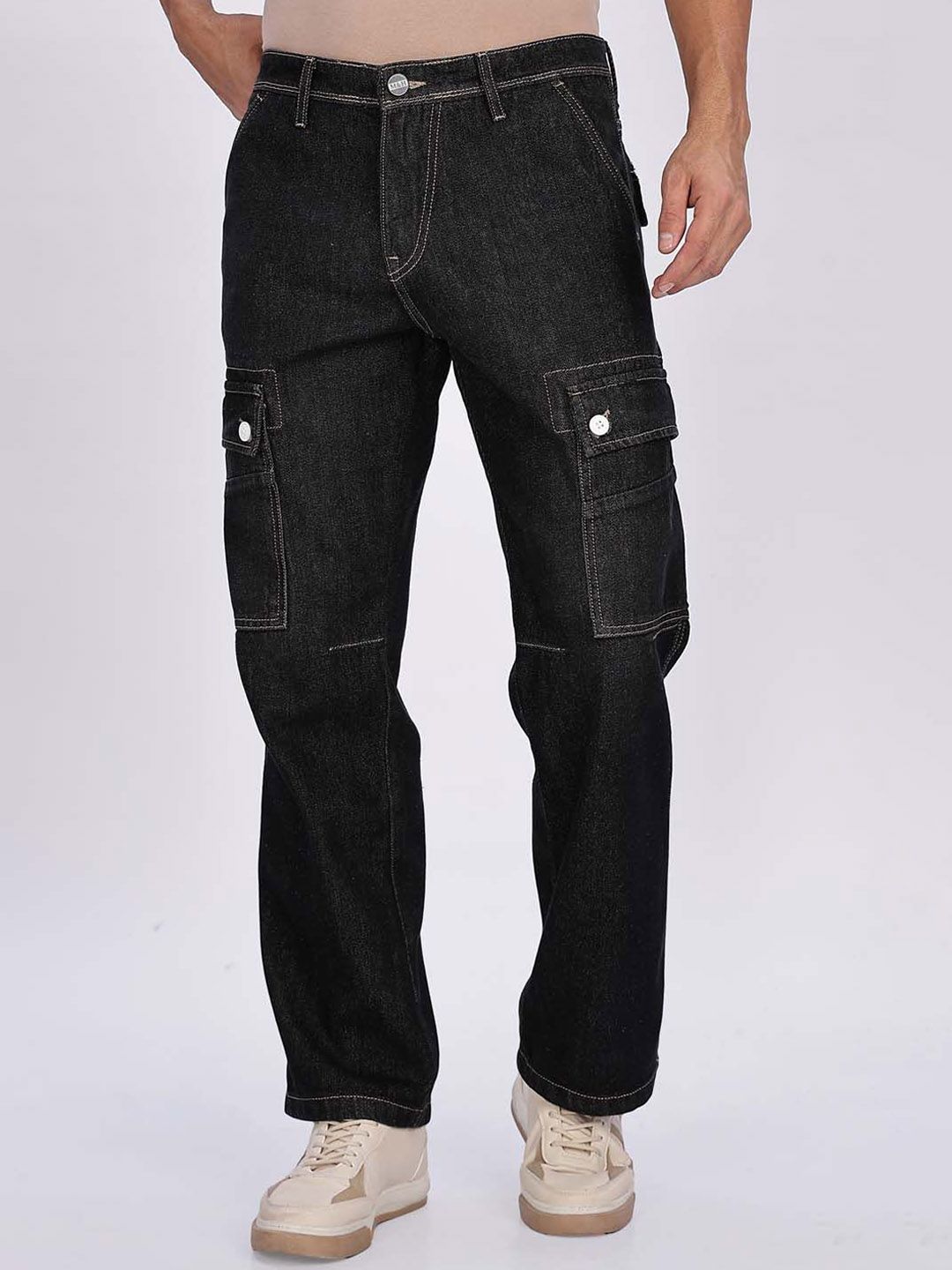 Mast & Harbour Men Relaxed Fit Mid-Rise Low Distress Jeans-picture-24