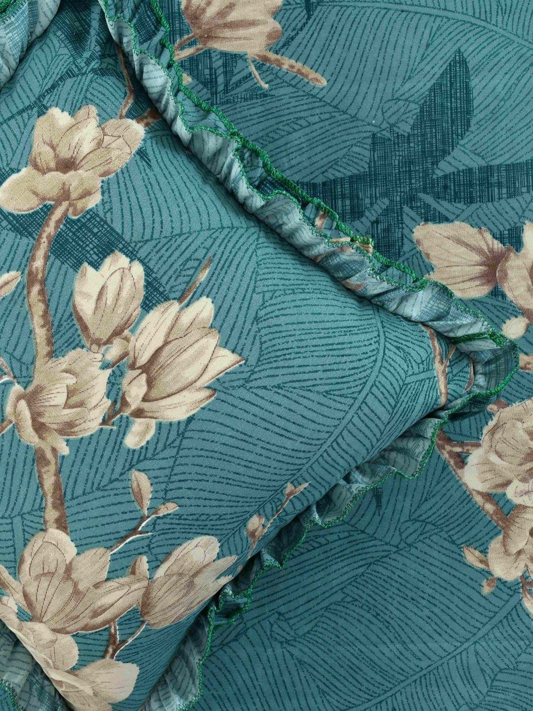 Luxmi Cotton Fabrics Blue & Beige 5 Pieces Floral Printed Square Cushion Covers-picture-35