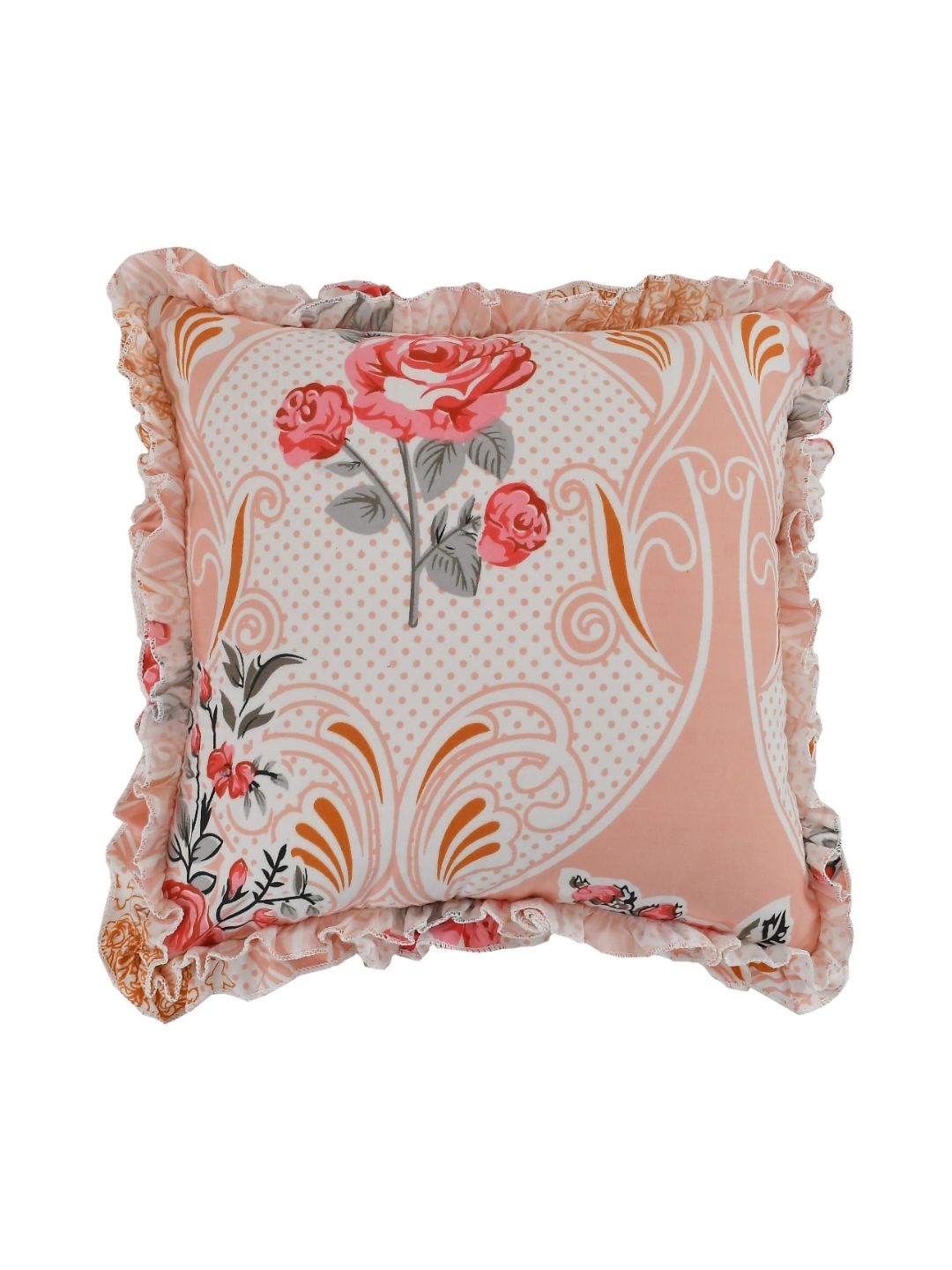 Luxmi Cotton Fabrics Pink & White 5 Pieces Floral Printed Square Cushion Covers-picture-38