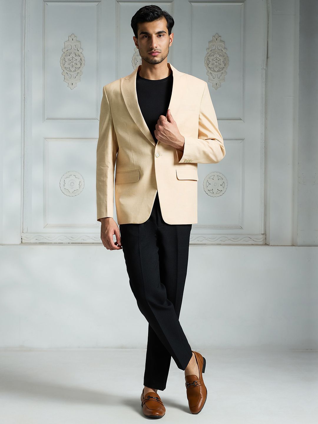 Rivaar By Rocky Star Men Shawl Collar Single Breasted Blazer-image-33