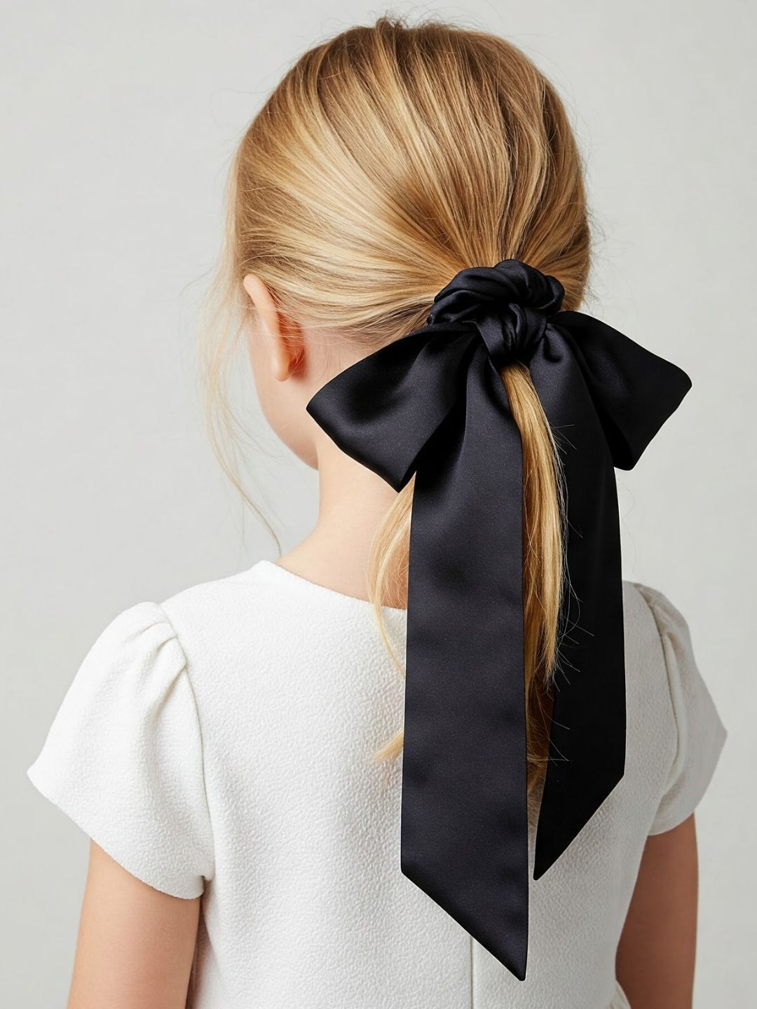 Mueras Girls Satin Silk Scrunchie With Bow Knot-image-38