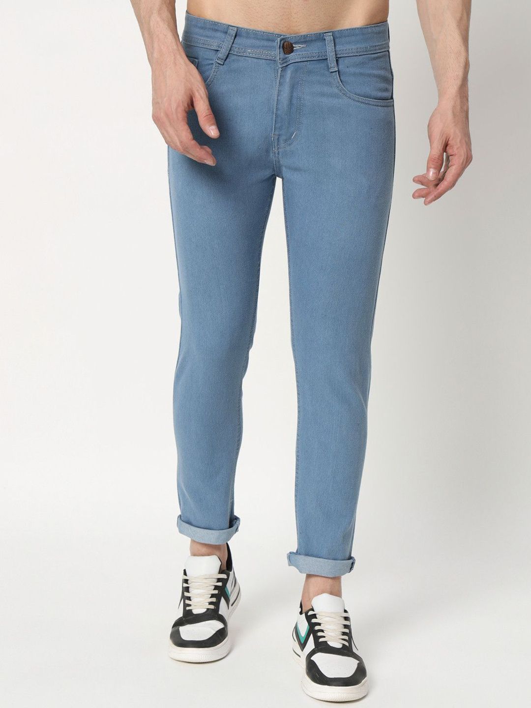 ANGERHOOD Men Relaxed Fit Mid-Rise Mildly Distressed Light Fade Jeans-picture-40