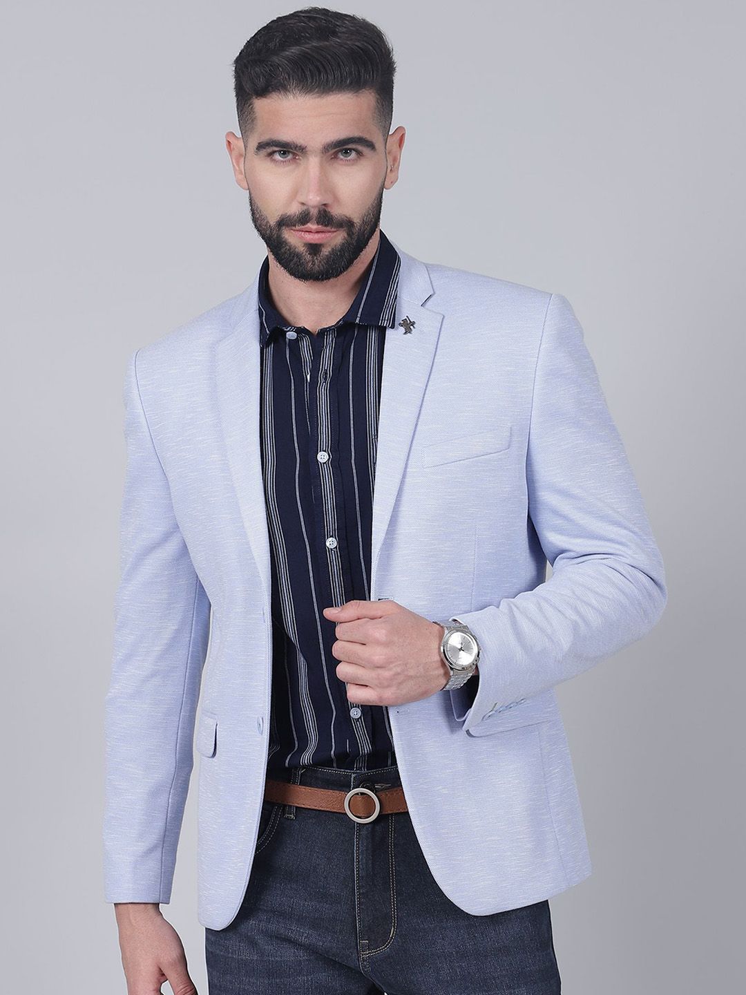 Cantabil Self Design Single Breasted Casual Blazer-picture-34