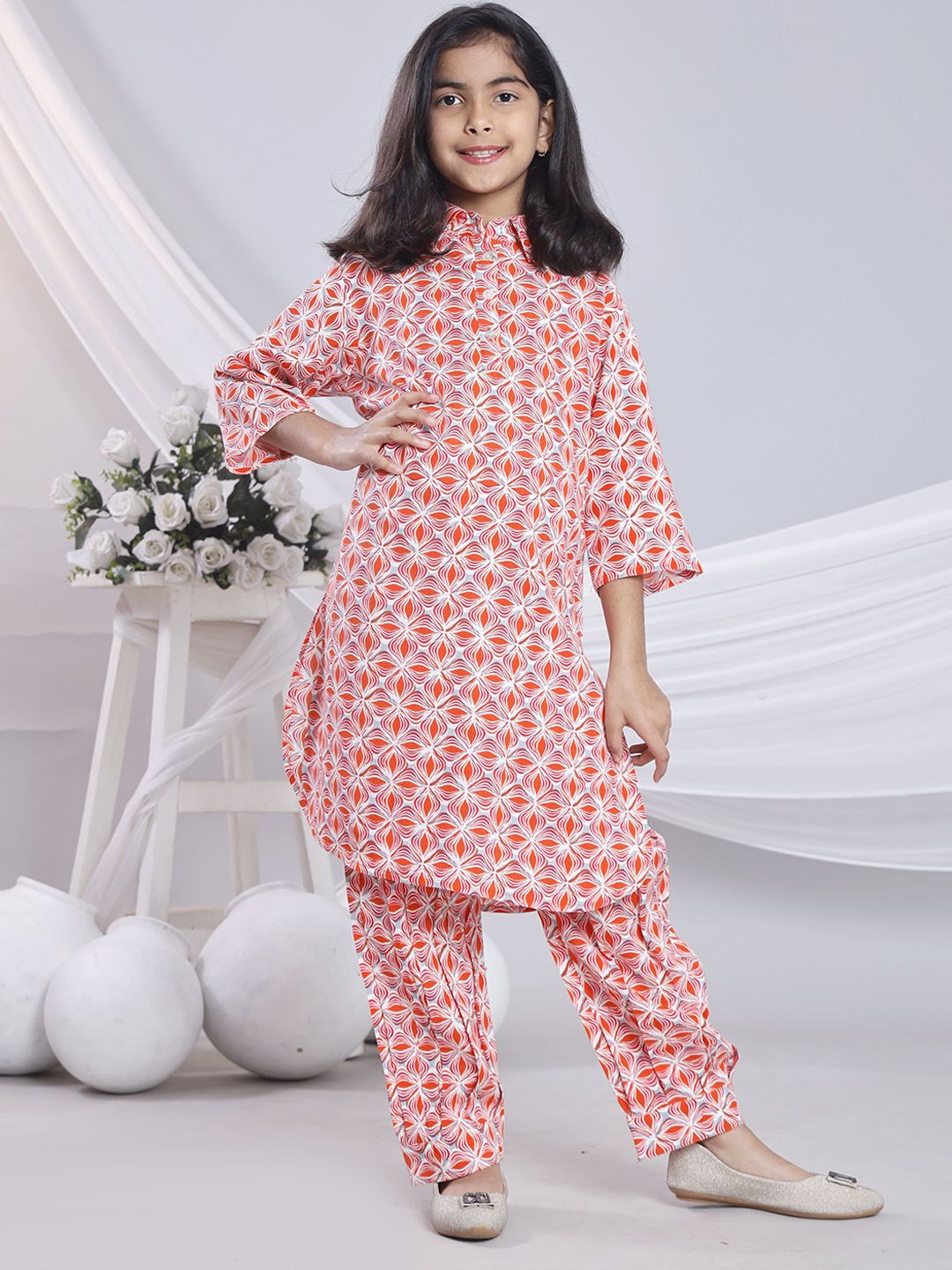 misbis Girls Ethnic Motifs Printed Regular Pure Cotton Kurta with Salwar-picture-40