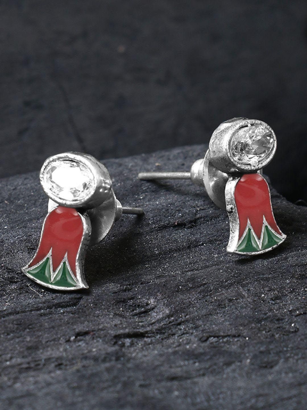 Sangria Silver-Plated Artificial Stone Studded Stud-image-29