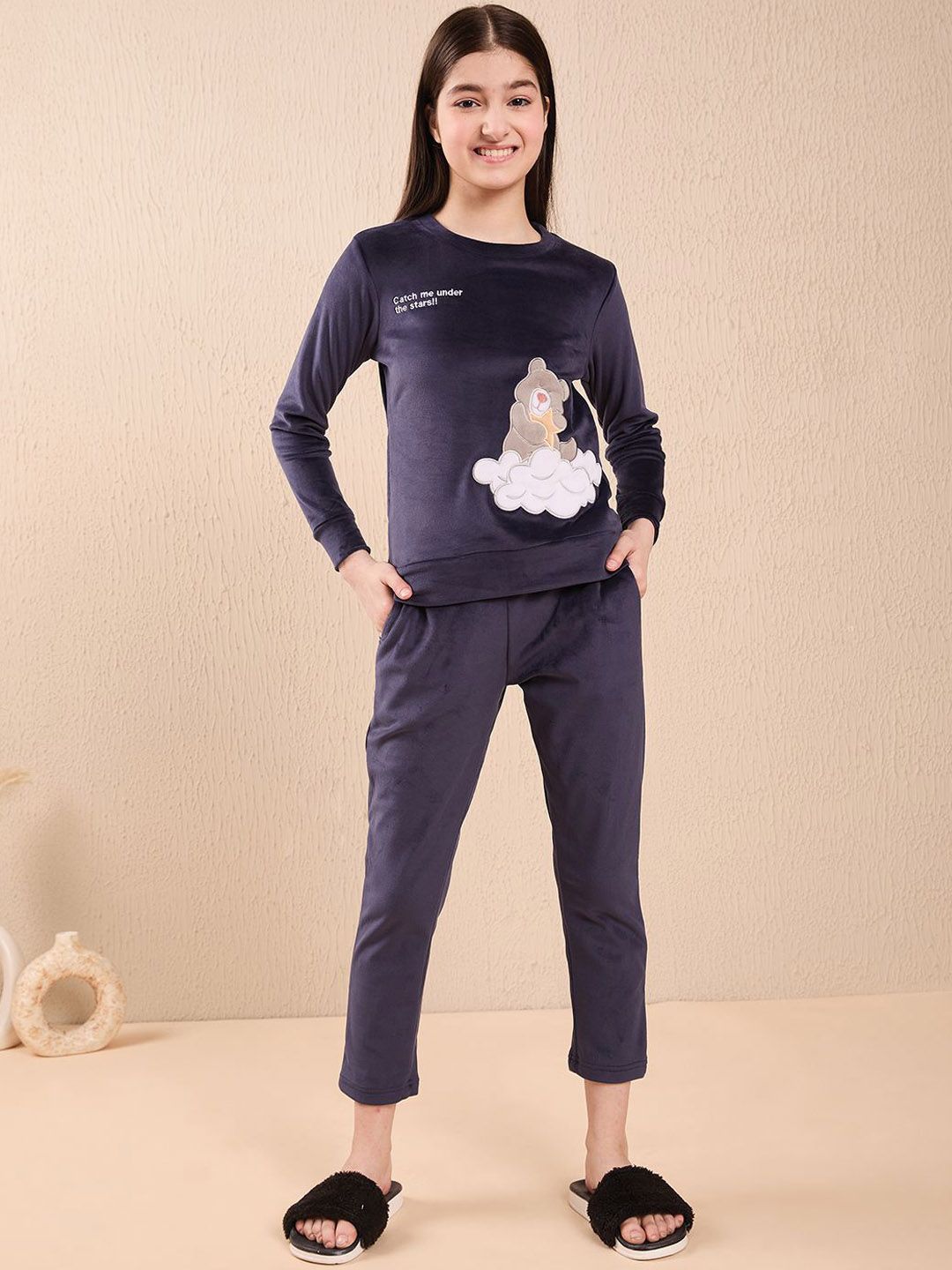 Sweet Dreams Girls Printed Round Neck Top & Pyjamas Night Suit-picture-34