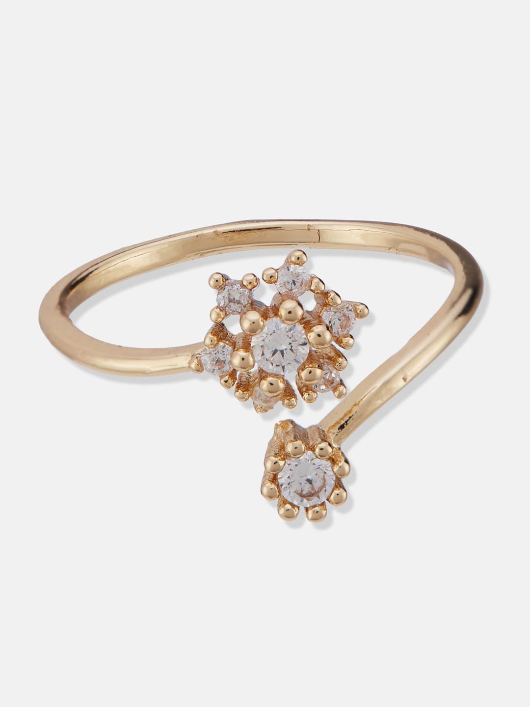 ATIBELLE Set Of 2 Gold-Plated Cubic Zirconia StuddedFingerRing