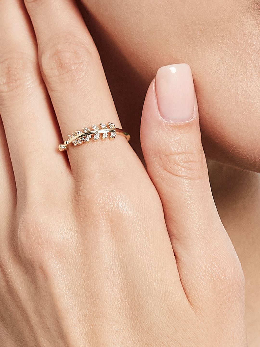 ATIBELLE Set Of 2 Gold Plated Cubic Zirconia Studded Finger Rings