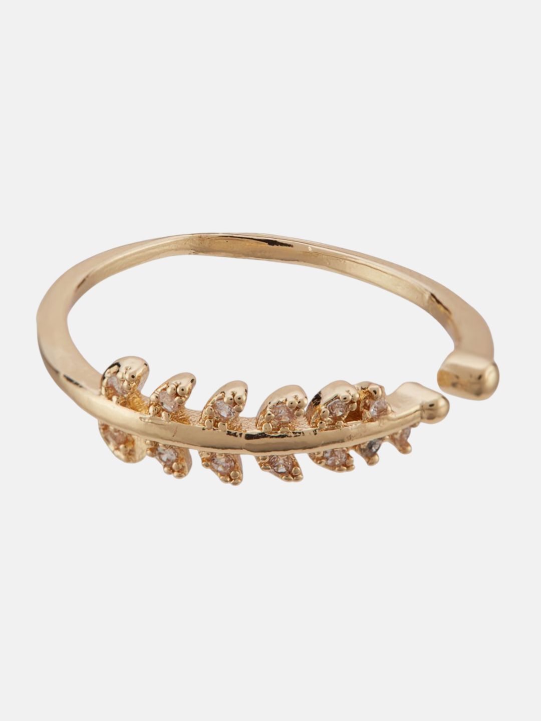 ATIBELLE Set Of 2 Gold Plated Cubic Zirconia Studded Finger Rings