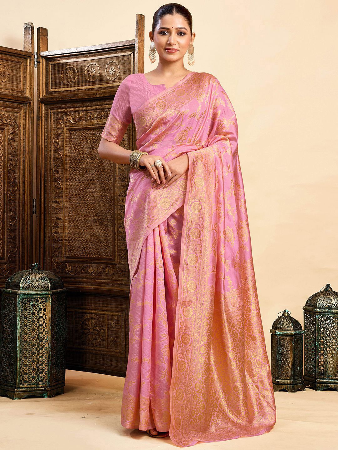 KALINI Woven Design Zari Silk Blend Paithani Saree-picture-29