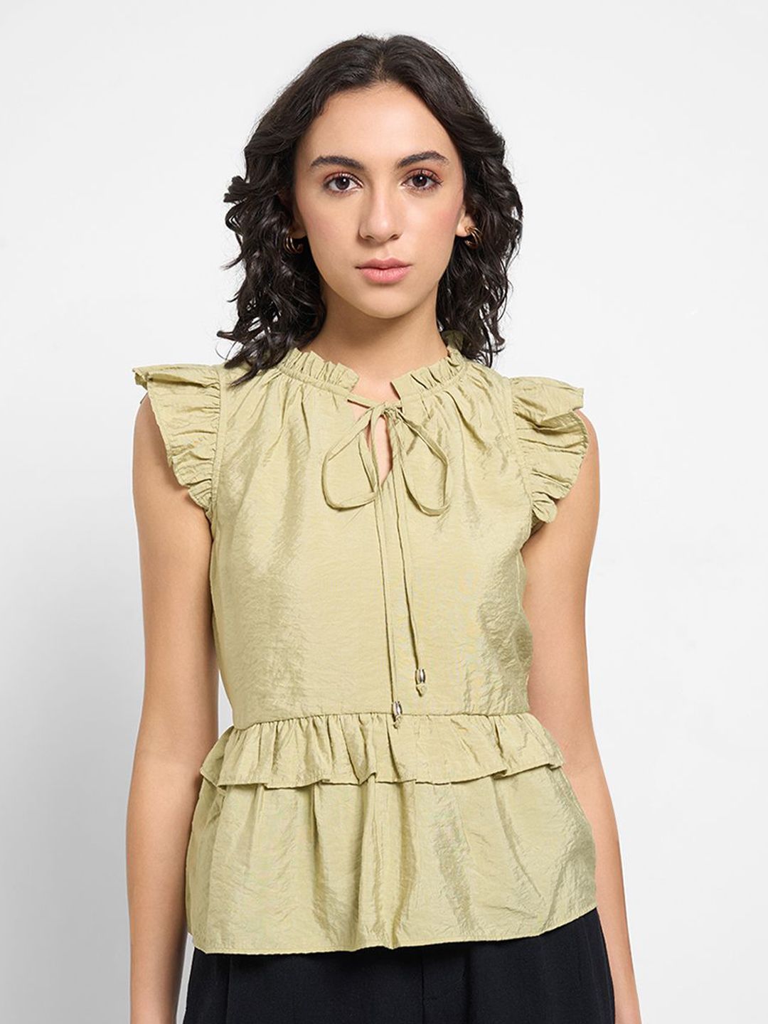 Honey by Pantaloons Women Tie-Up Neck Flutter Sleeve Top-picture-26