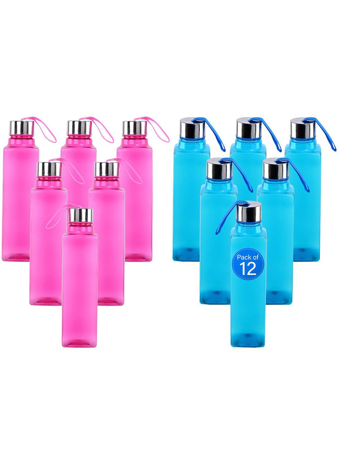 Kuber Industries Blue & Pink Set of 6 Plastic Solid Water Bottle-picture-16