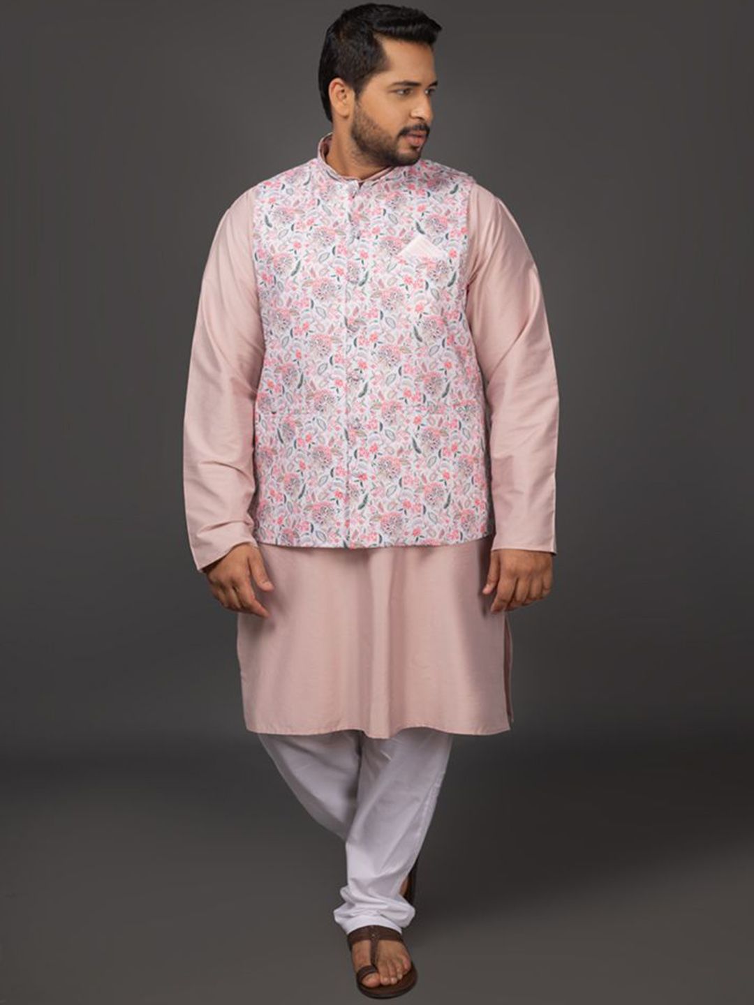 Sizeupp Printed Plus Size Woven Nehru Jacket-picture-41