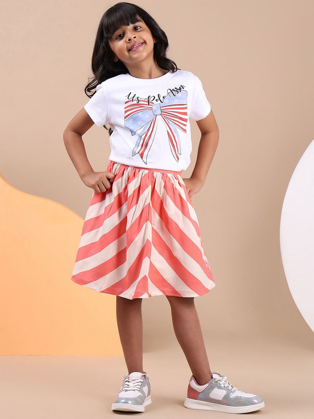 u.s. polo assn. kids U.S. Polo Assn. Girls Diagonal Striped Flared Skirt-picture-10