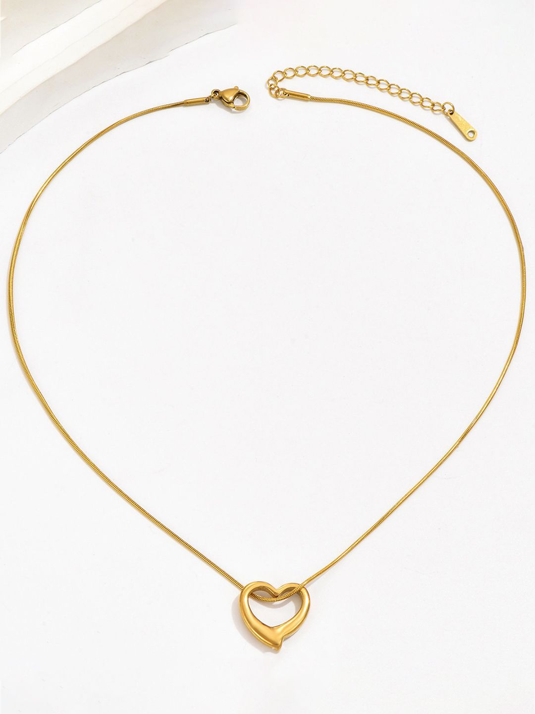 Jewels Galaxy Gold-Plated Anti Tarnish Stainless Steel Heart Shaped Pendant with Chain-picture-11