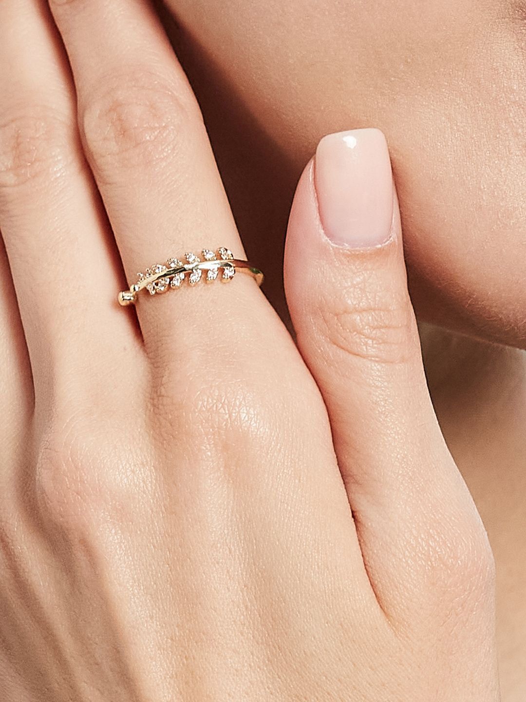 ATIBELLE Set Of 3 Gold-Plated Cubic Zirconia Stone-Studded Adjustable Finger Ring
