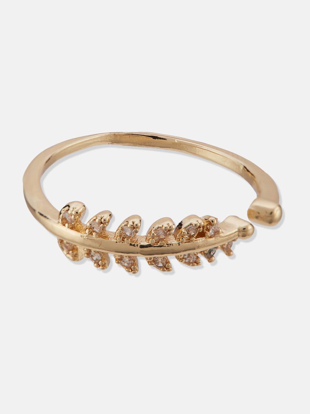 ATIBELLE Set Of 2 Gold-Plated Cubic Zirconia StuddedFingerRing