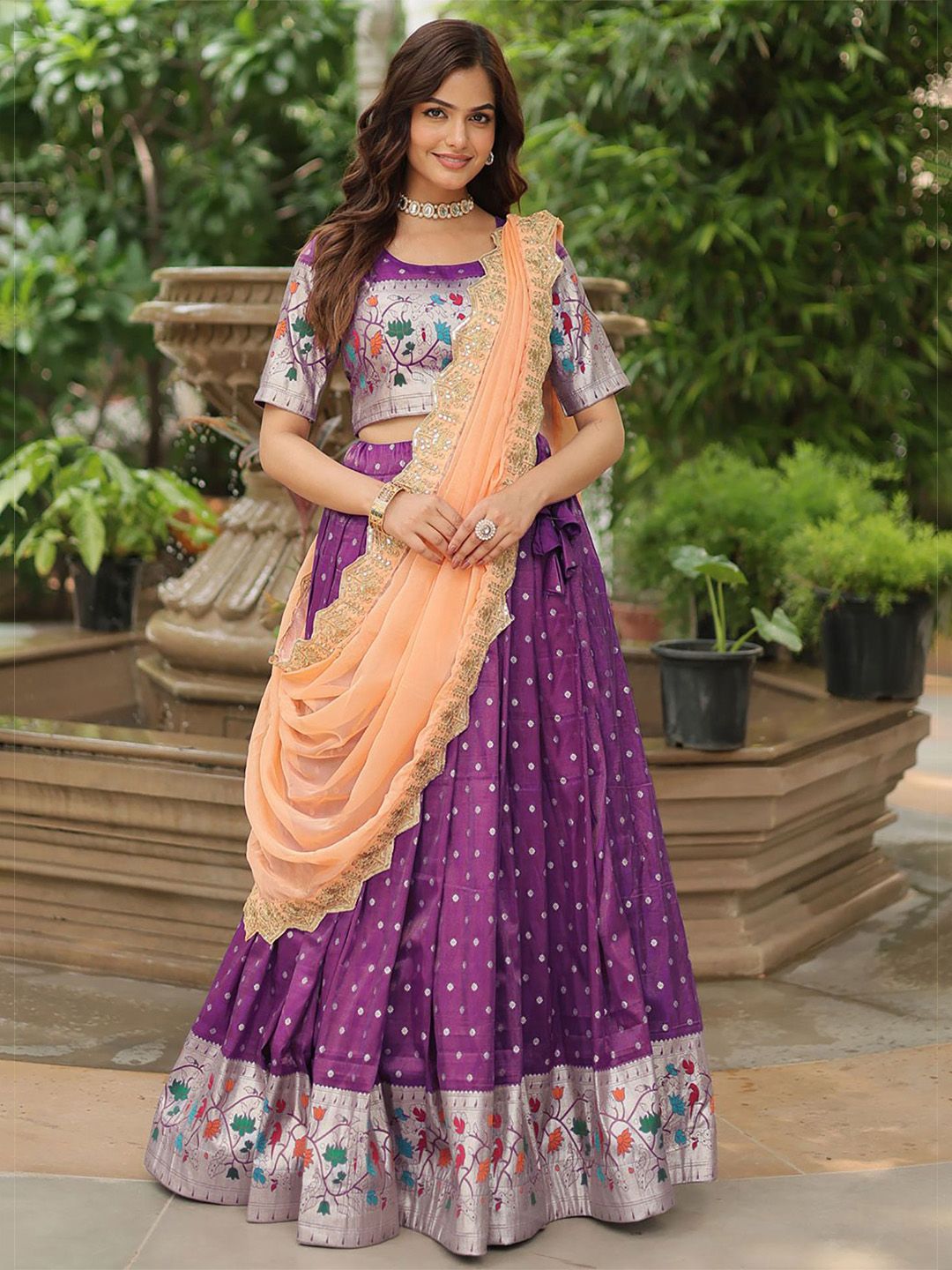 Kedar Fab Niyati Semi-Stitched Art Silk Lehenga & Unstitched Blouse With Dupatta-image-3