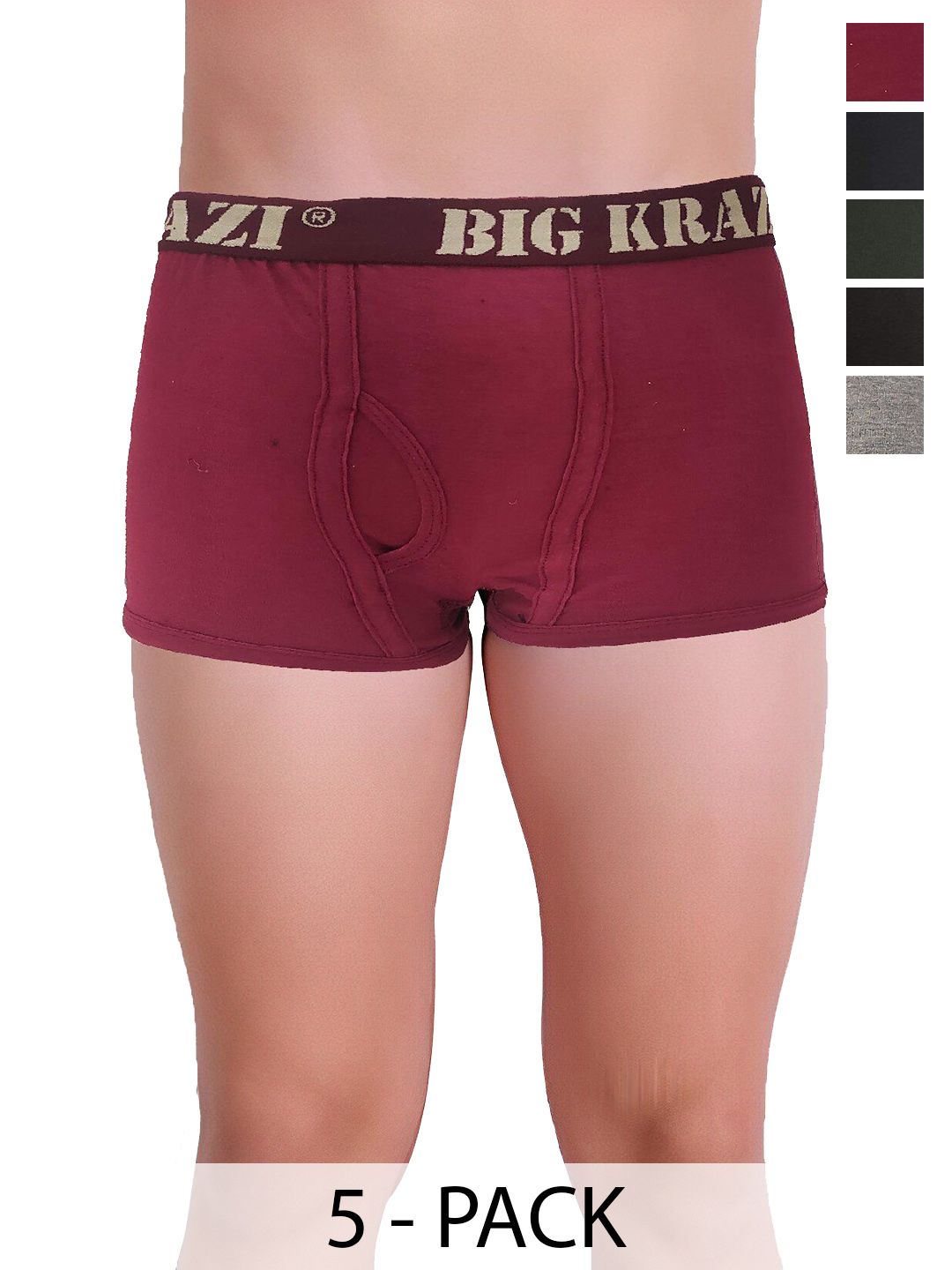 BIG KRAZI Pack Of 5 Mid Rise Short Trunk U-L-Multi-picture-40