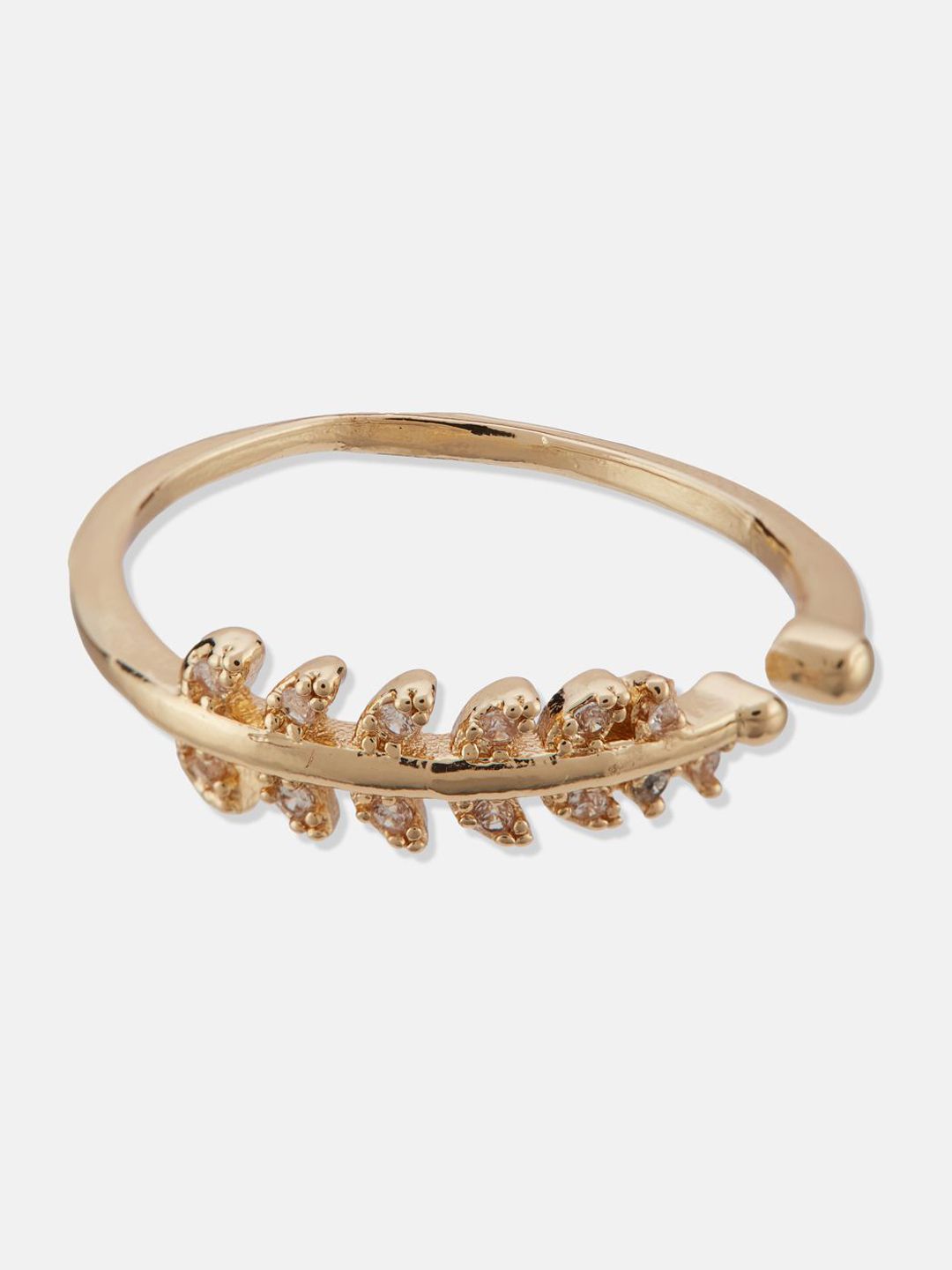 ATIBELLE Set Of 3 Gold-Plated Cubic Zirconia Studded Finger Ring