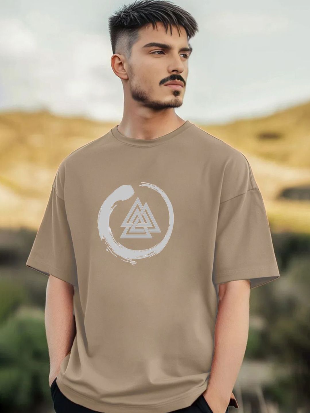 Genzy Men Graphic Printed Round Neck Cotton Oversized T-shirt-image-43