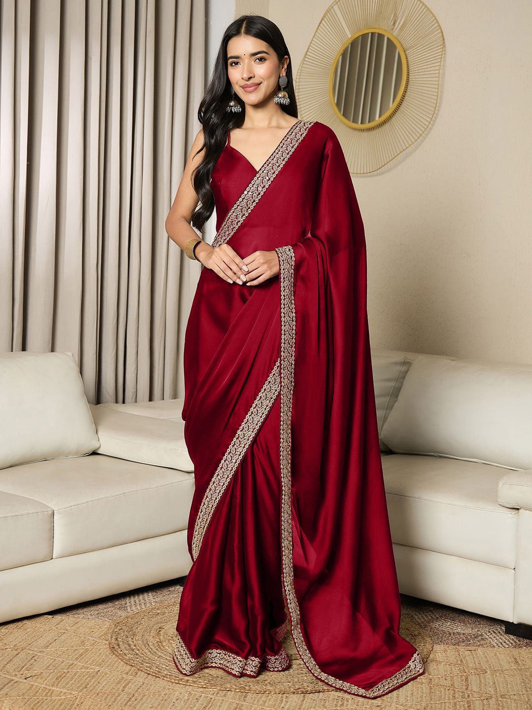 Mitera Sequinned Satin Ready to Wear Saree-picture-31