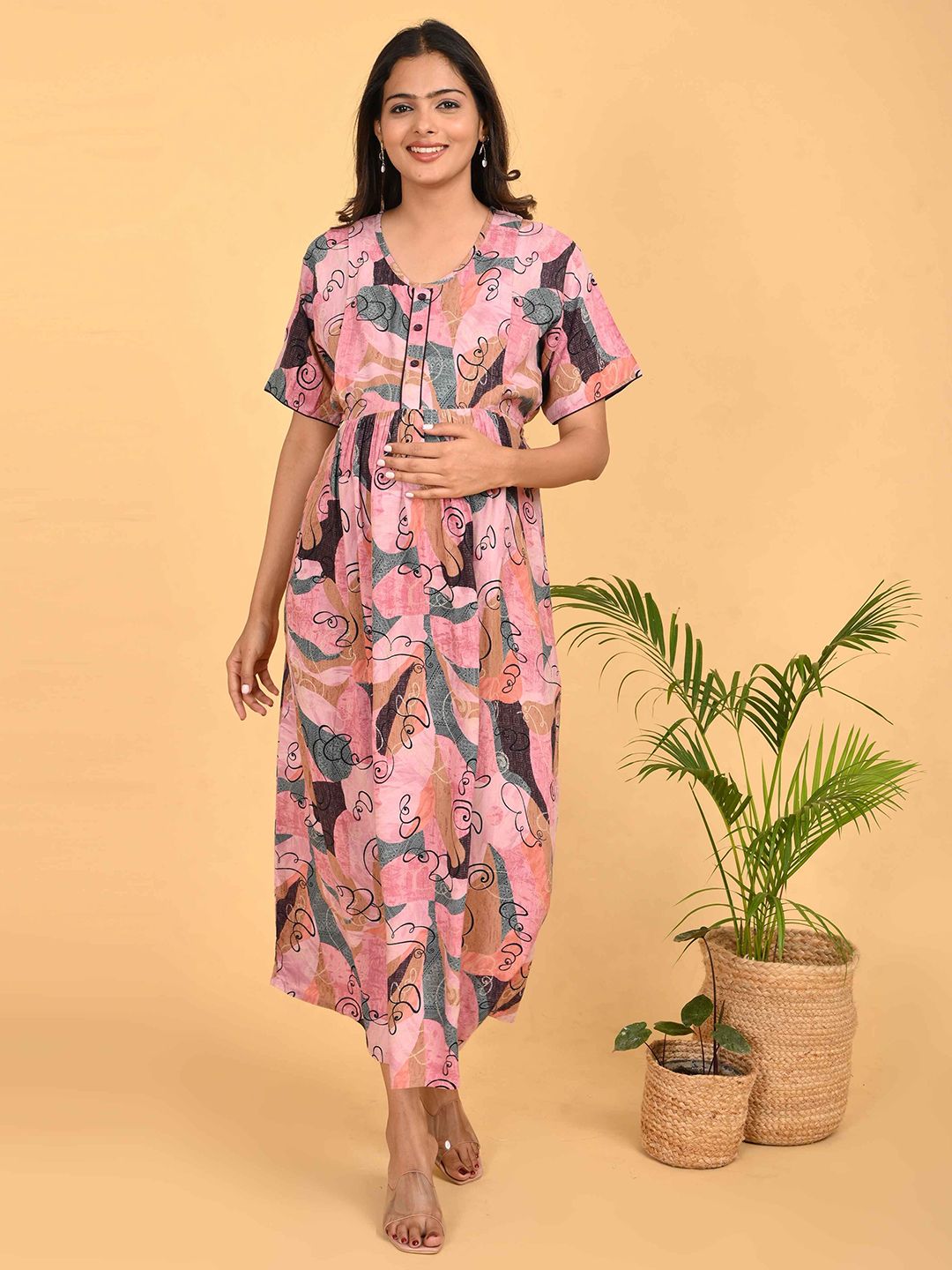 GOLDSTROMS Abstract Printed Maternity Fit & Flare Dress