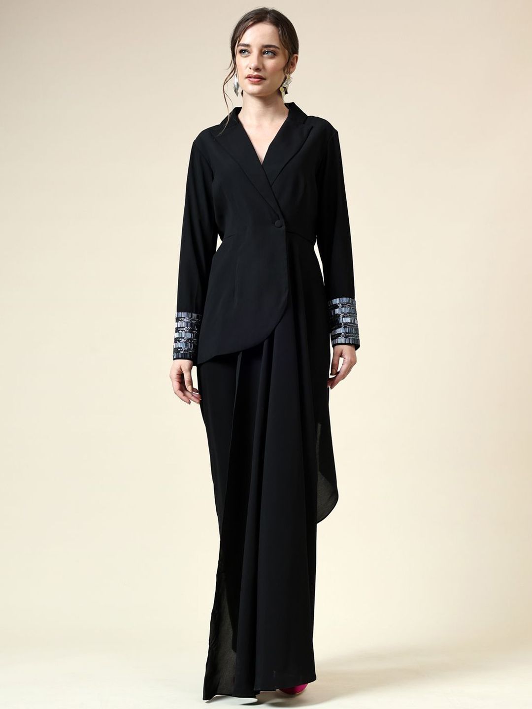 AAKAAR Shawl Collar Blazer With Trousers Co-Ords-picture-11