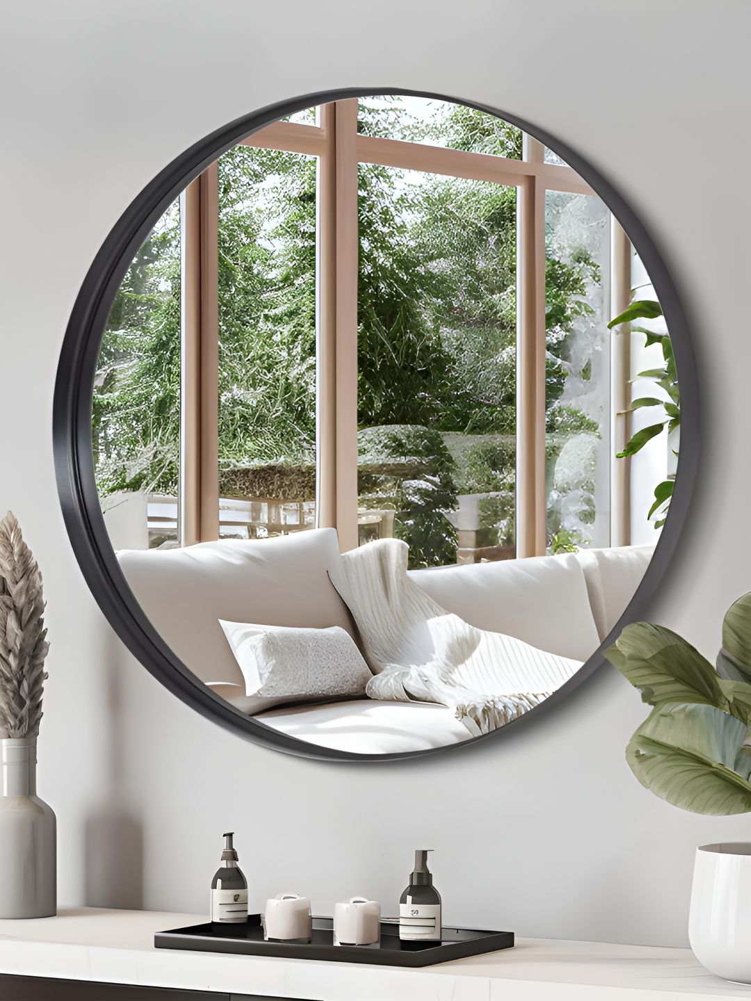 Wall Of Dreams Black & White Circle Glass Wall Mirror-image-26