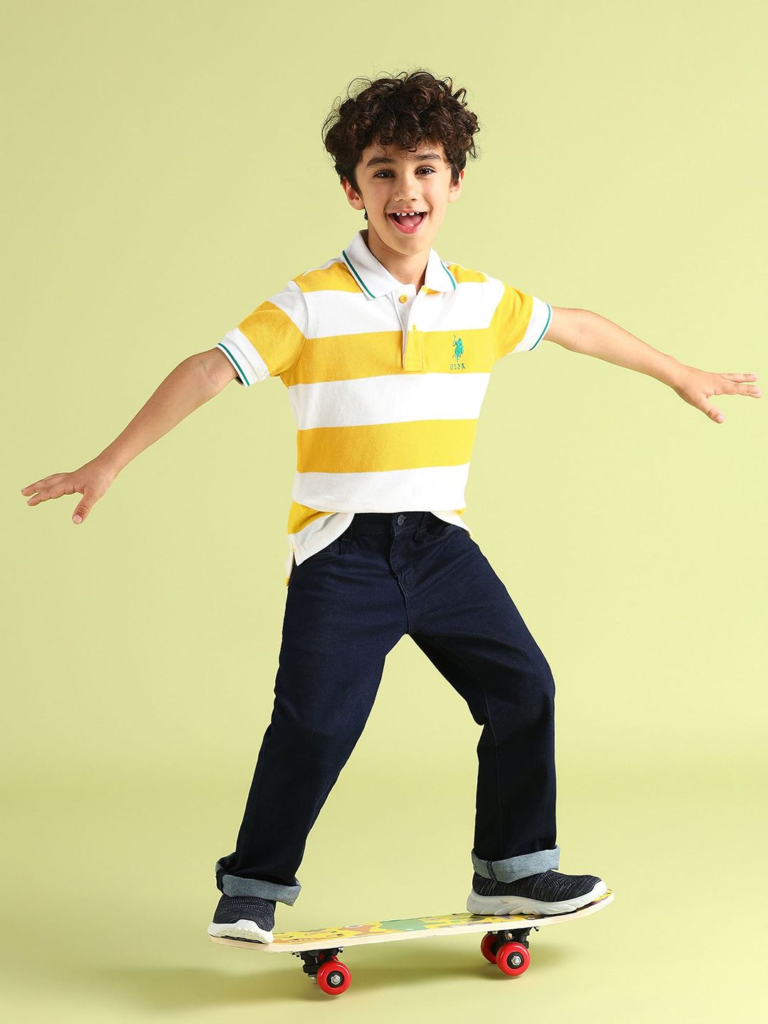 U.S. Polo Assn. Kids Boys Striped Polo Collar Pure Cotton T-shirt-picture-16