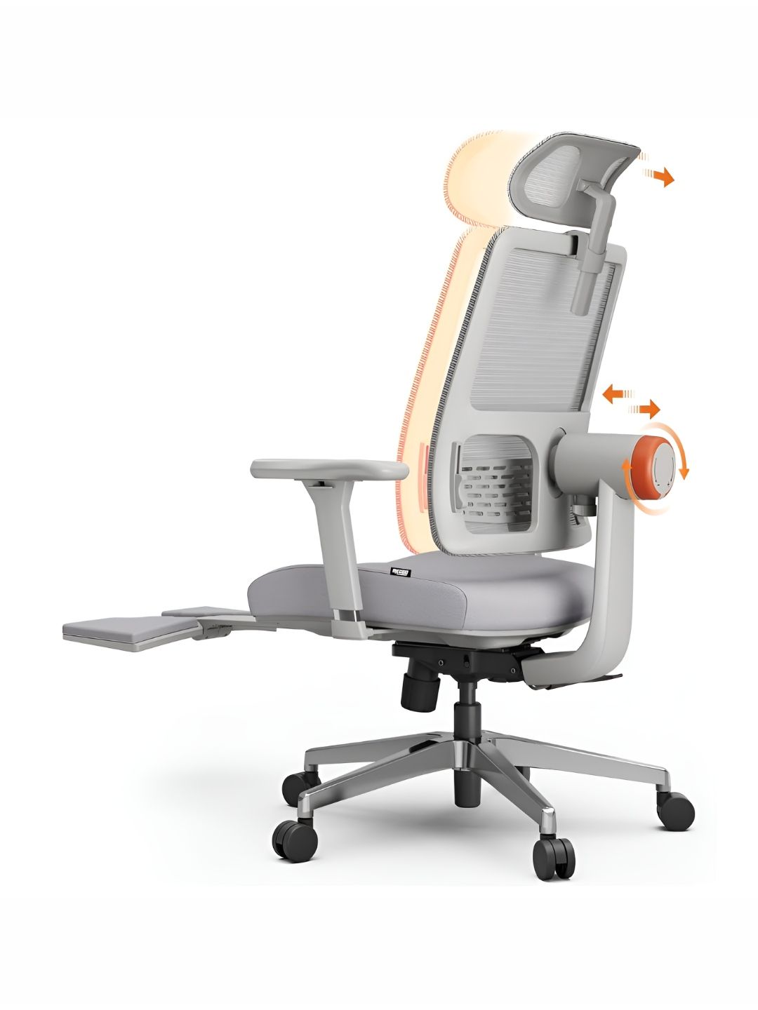 DROGO Grey Ergonomic Study Arm Chair With Footrest