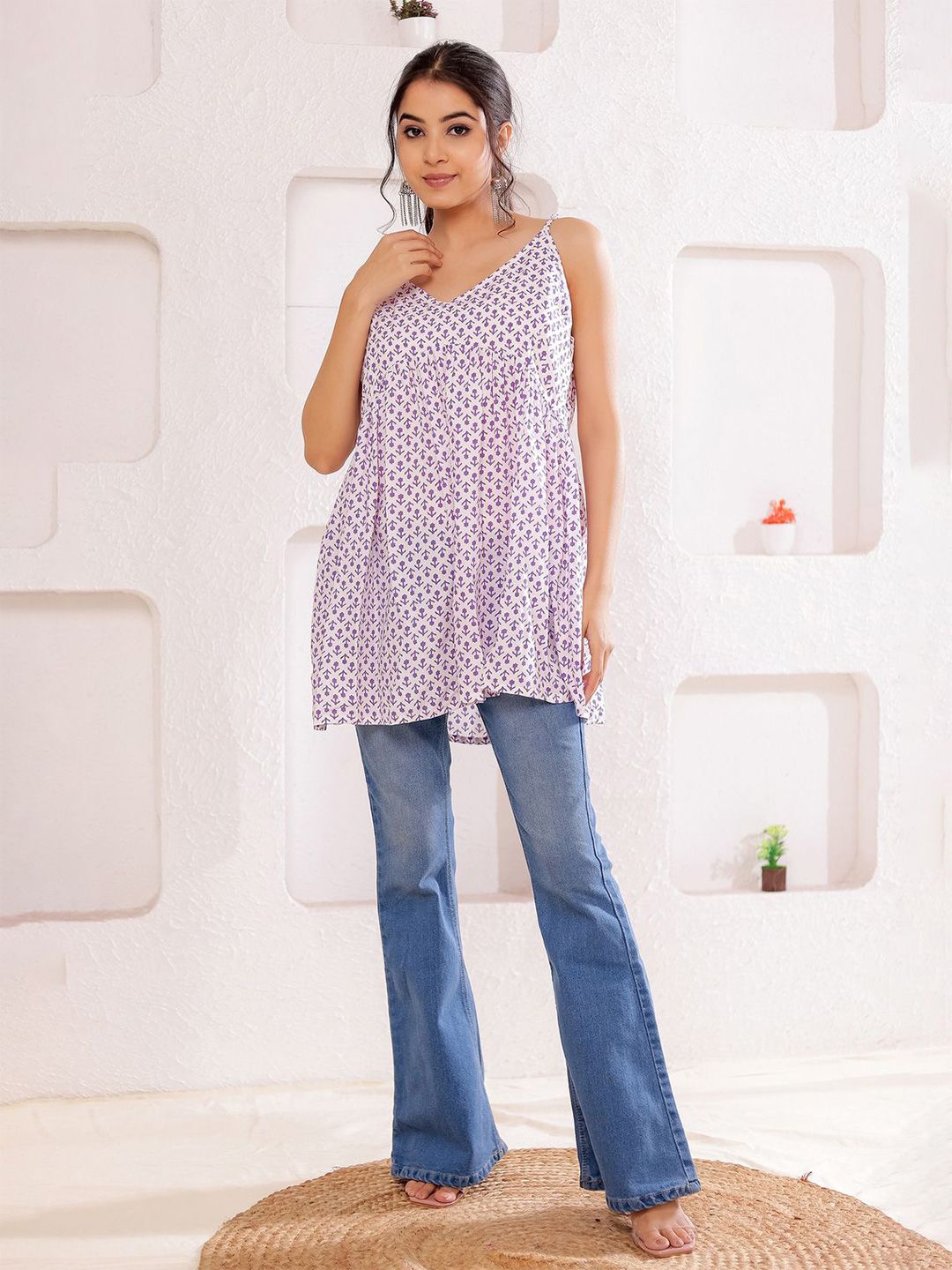 VASVI Geometric Women Printed Shoulder Straps Cotton Top-picture-47