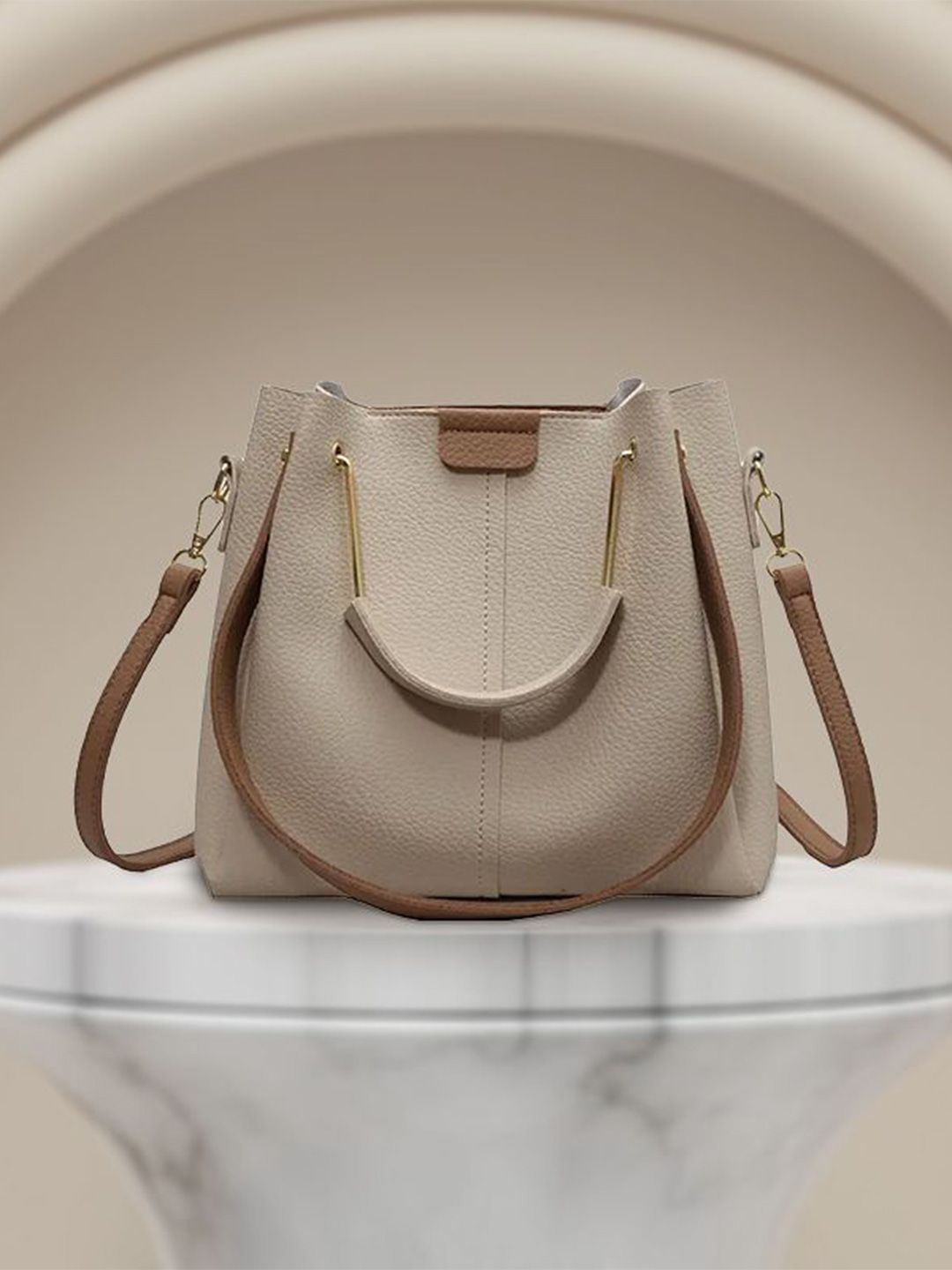 Horse and Hash Textured PU Shoulder Bag